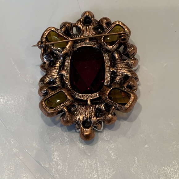 Brooch, costume jewelry. Jewel tones - Picture 3 of 5